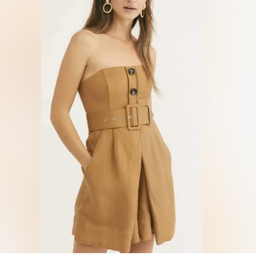 Free People Shona Joy Gaia Bustier No Belt Pleated Romper Playsuit